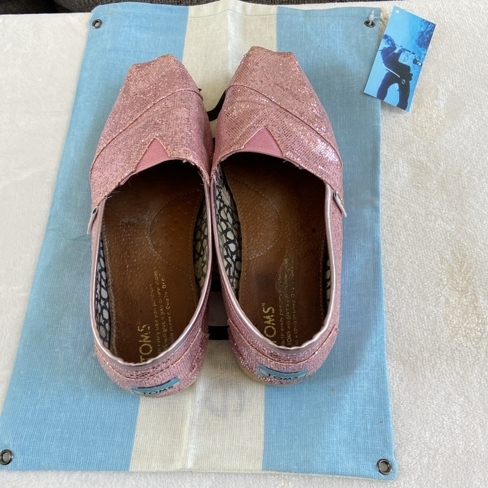 TOMS Shimmering Pink Slip-Ons - Picture 7 of 8